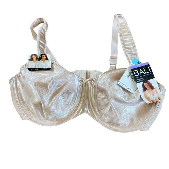 NWT Bali 3562 Satin Tracings Minimizer Bra in Rosewood 38C Item#338J - Picture 1 of 10